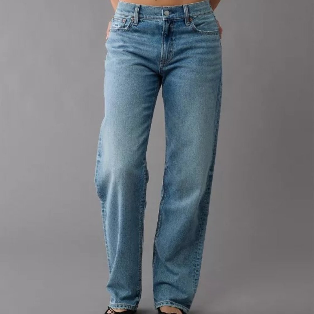 AE Strigid Low-Rise Ex-Boyfriend Jean, Fresh Bright